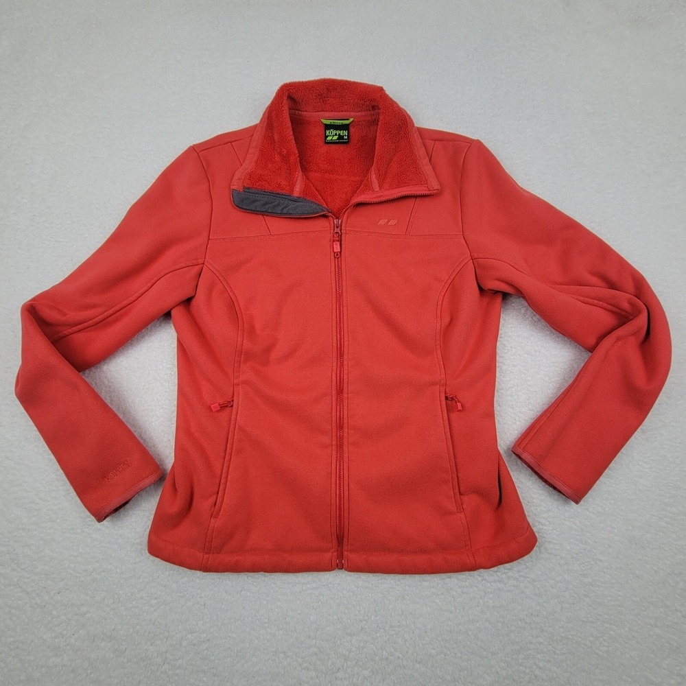 Koppen Full Zip Fleece Jacket Womens Medium M‎ Red 100% Polyester Coat Top